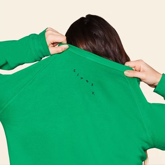 Clare V Sweatshirt French Terry Embroidered Green Size L - Picture 3 of 9